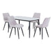 Sintered Stone Dining Table in High Gloss White Rectangular With 4 Diamond Stitch Chairs - Aspen