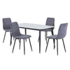 Sintered Stone Dining Table in High Gloss White Rectangular With 4 Straight Stitch Chairs - Aspen