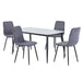 Sintered Stone Dining Table in High Gloss White Rectangular With 4 Straight Stitch Chairs - Aspen