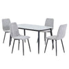 Sintered Stone Dining Table in High Gloss White Rectangular With 4 Straight Stitch Chairs - Aspen