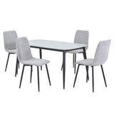 Sintered Stone Dining Table in High Gloss White Rectangular With 4 Straight Stitch Chairs - Aspen