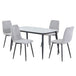 Sintered Stone Dining Table in High Gloss White Rectangular With 4 Straight Stitch Chairs - Aspen