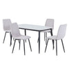 Sintered Stone Dining Table in High Gloss White Rectangular With 4 Straight Stitch Chairs - Aspen