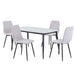 Sintered Stone Dining Table in High Gloss White Rectangular With 4 Straight Stitch Chairs - Aspen