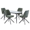 Sintered Stone Dining Table in High Gloss White Rectangular With 4 Swivel Chairs - Aspen