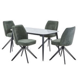 Sintered Stone Dining Table in High Gloss White Rectangular With 4 Swivel Chairs - Aspen