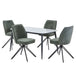Sintered Stone Dining Table in High Gloss White Rectangular With 4 Swivel Chairs - Aspen