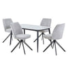 Sintered Stone Dining Table in High Gloss White Rectangular With 4 Swivel Chairs - Aspen