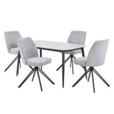 Sintered Stone Dining Table in High Gloss White Rectangular With 4 Swivel Chairs - Aspen
