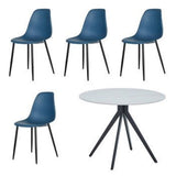 Sintered Stone Dining Table in High Gloss White Round With 4 Curve Chairs - Aspen