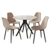 Sintered Stone Dining Table in High Gloss White Round With 4 Curve Chairs - Aspen