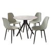 Sintered Stone Dining Table in High Gloss White Round With 4 Curve Chairs - Aspen