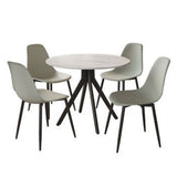 Sintered Stone Dining Table in High Gloss White Round With 4 Curve Chairs - Aspen