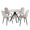 Sintered Stone Dining Table in High Gloss White Round With 4 Curve Chairs - Aspen
