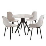 Sintered Stone Dining Table in High Gloss White Round With 4 Curve Chairs - Aspen