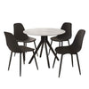 Sintered Stone Dining Table in High Gloss White Round With 4 Curve Chairs - Aspen