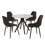 Sintered Stone Dining Table in High Gloss White Round With 4 Curve Chairs - Aspen