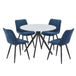 Sintered Stone Dining Table in High Gloss White Round With 4 Diamond Stitch Chairs - Aspen