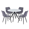 Sintered Stone Dining Table in High Gloss White Round With 4 Diamond Stitch Chairs - Aspen