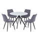 Sintered Stone Dining Table in High Gloss White Round With 4 Diamond Stitch Chairs - Aspen