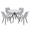 Sintered Stone Dining Table in High Gloss White Round With 4 Diamond Stitch Chairs - Aspen