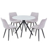 Sintered Stone Dining Table in High Gloss White Round With 4 Diamond Stitch Chairs - Aspen