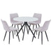 Sintered Stone Dining Table in High Gloss White Round With 4 Diamond Stitch Chairs - Aspen