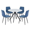 Sintered Stone Dining Table in High Gloss White Round With 4 Straight Stitch Chairs - Aspen
