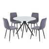 Sintered Stone Dining Table in High Gloss White Round With 4 Straight Stitch Chairs - Aspen