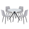 Sintered Stone Dining Table in High Gloss White Round With 4 Straight Stitch Chairs - Aspen