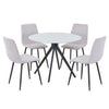 Sintered Stone Dining Table in High Gloss White Round With 4 Straight Stitch Chairs - Aspen