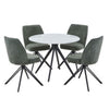 Sintered Stone Dining Table in High Gloss White Round With 4 Swivel Chairs - Aspen