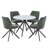 Sintered Stone Dining Table in High Gloss White Round With 4 Swivel Chairs - Aspen