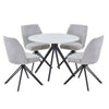 Sintered Stone Dining Table in High Gloss White Round With 4 Swivel Chairs - Aspen