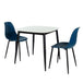 Sintered Stone Dining Table in High Gloss White Square With 2 Curve Chairs - Aspen
