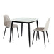 Sintered Stone Dining Table in High Gloss White Square With 2 Curve Chairs - Aspen