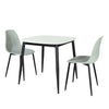 Sintered Stone Dining Table in High Gloss White Square With 2 Curve Chairs - Aspen