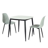 Sintered Stone Dining Table in High Gloss White Square With 2 Curve Chairs - Aspen