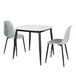 Sintered Stone Dining Table in High Gloss White Square With 2 Curve Chairs - Aspen