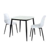 Sintered Stone Dining Table in High Gloss White Square With 2 Curve Chairs - Aspen