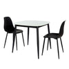 Sintered Stone Dining Table in High Gloss White Square With 2 Curve Chairs - Aspen