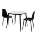 Sintered Stone Dining Table in High Gloss White Square With 2 Curve Chairs - Aspen