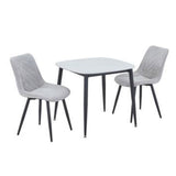 Sintered Stone Dining Table in High Gloss White Square With 2 Diamond Stitch Chairs - Aspen