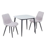 Sintered Stone Dining Table in High Gloss White Square With 2 Diamond Stitch Chairs - Aspen