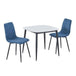 Sintered Stone Dining Table in High Gloss White Square With 2 Straight Stitch Chairs - Aspen