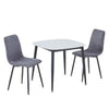 Sintered Stone Dining Table in High Gloss White Square With 2 Straight Stitch Chairs - Aspen