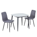 Sintered Stone Dining Table in High Gloss White Square With 2 Straight Stitch Chairs - Aspen