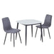 Sintered Stone Dining Table in High Gloss White Square With 2 Straight Stitch Chairs - Aspen