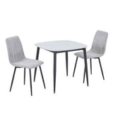 Sintered Stone Dining Table in High Gloss White Square With 2 Straight Stitch Chairs - Aspen