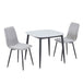 Sintered Stone Dining Table in High Gloss White Square With 2 Straight Stitch Chairs - Aspen